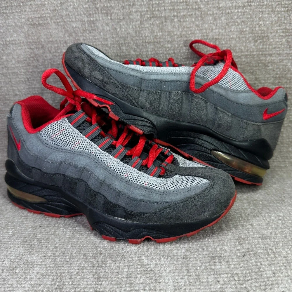 Nike Air Max 95 Kids 5Y Grey Red Athletic Running Shoes 307565-069